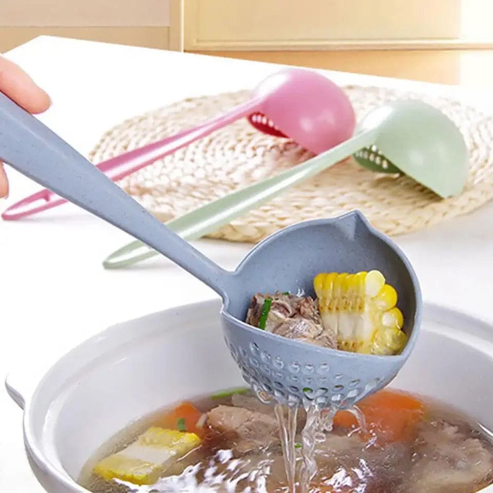 2 in 1 Soup Spoon Ladle, Long Handle Kitchen Strainer, Creative Multifunctional Soup Spoon & Colander, Wheat Kitchen Straw Soup Slotted Spoon, Plastic Spoon Filter Strainer, Household Kitchen Table wear Accessories 2 in 1 Soup Spoon Ladle, Long Handle Kitchen Strainer, Creative Multifunctional Soup Spoon & Colander, Wheat Kitchen Straw Soup Slotted Spoon, Plastic Spoon Filter Strainer, Household Kitchen Table wear Accessories